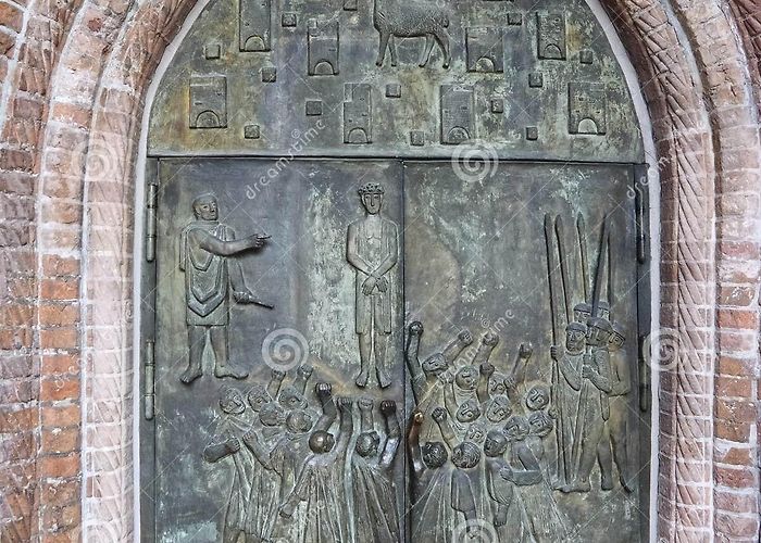 St. Katharinen Church Door with Holy Reliefs Inside St. Katharinen Church in Hamburg in ... photo