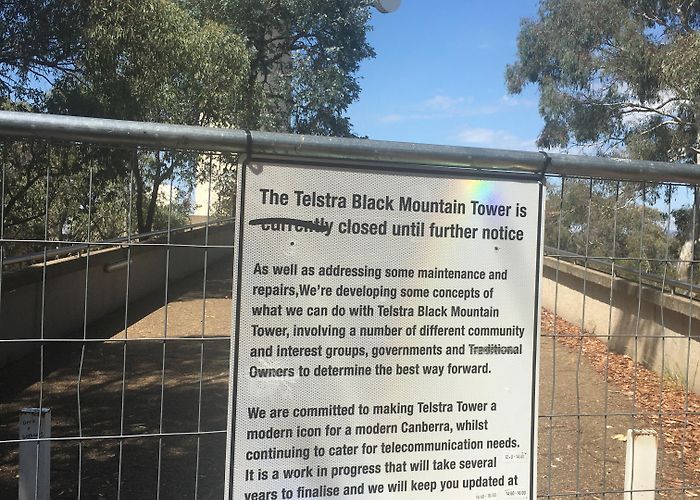 Telstra Global Headquarters This sign's on some construction fence outside Telstra Tower at ... photo