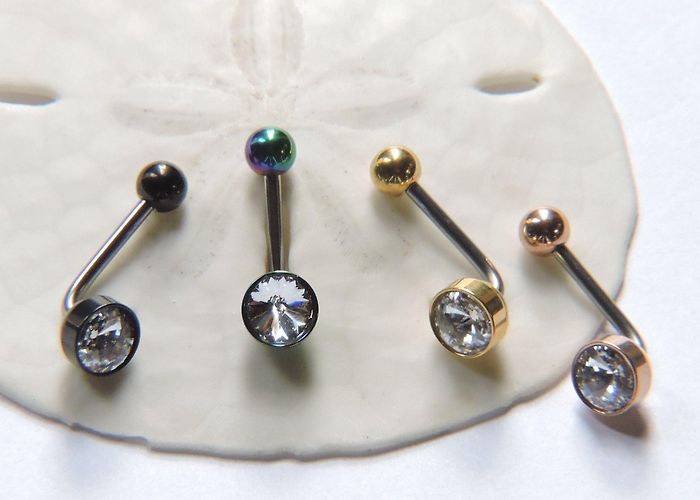 Barra Americana Venus Piercing de capuz vertical 14G de aço cirúrgico em formato de L ... photo