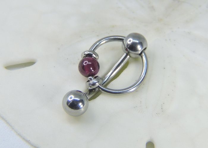 Barra Americana Venus Barra de piercing de capuz vertical 14G 12G 10G GARNET ... photo